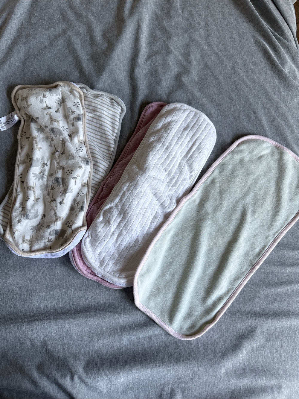 Neutral & Pink Baby Burp Cloth Set - Soft Multi-Color Feeding Bibs